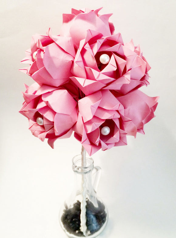 A Dozen Paper Roses- Your choice of colors, traditional first anniversary gift