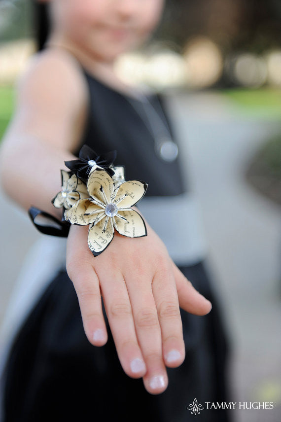 5 Flower Wrist Wrapped Corsage – Dana's Paper Flowers