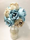 Dozen Paper Roses- Wedding bouquet, first anniversary gift, perfect for her, Personalized, one of a kind, alternative, origami, paper flower