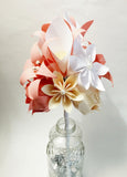 Calla Lily Paper Bouquet- One of a kind origami, calla lily, paper rose, first anniversary gift,perfect for her, ivory, coral, white flowers