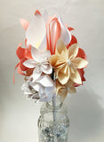 Calla Lily Paper Bouquet- One of a kind origami, calla lily, paper rose, first anniversary gift,perfect for her, ivory, coral, white flowers