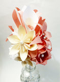Calla Lily Paper Bouquet- One of a kind origami, calla lily, paper rose, first anniversary gift,perfect for her, ivory, coral, white flowers