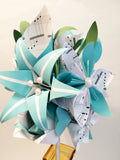Calla Lily Paper Bouquet- One of a kind origami, calla lily, paper rose, first anniversary gift, perfect for her, personalized, sheet music
