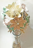 Shabby Chic Cascading Bouquet- Paper Bouquet, one of a kind origami, Bridal bouquet, kusudama, paper roses & lilies, your color scheme, gift