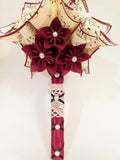 Sheet Music Bridal Bouquet- 9 inch, 16 flowers, Satin & Lace Handle, Origami, wedding party, bridesmaid, one of a kind, made to order