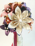 Brides Bouquet of Paper Daisies & Lilies- one of a kind origami, made to order, fall wedding, destination wedding, sheet music paper flowers