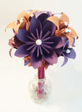 Bridesmaid Flowers & Lilies Bouquet- 7 inch, 15 flowers, one of a kind, custom wedding, origami, paper flower bouquet, fall colors, gem tone