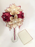 Custom Dozen Flowers with Red Roses- Vase & Card Included, Your names and anniversary date, one of a kind origami gift