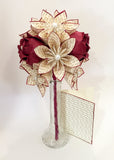Custom Dozen Flowers with Red Roses- Vase & Card Included, Your names and anniversary date, one of a kind origami gift