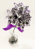5 Comic Book Paper Flowers- Ready to ship, one of a kind origami, handmade gift, purple, anniversary gift, wedding decor, perfect for her