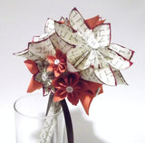 I Love You Paper Flower Wedding Bouquet- 8 inch, 15 flowers, origami, bridal, anniversary, one of a kind, made to order