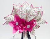 I Love You Paper Flower Wedding Bouquet- 8 inch, 15 flowers, origami, bridal, anniversary, one of a kind, made to order
