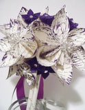 Bridal Sheet Music Wedding Bouquet with Gem Bursts- 9 inch diameter, 16 flowers, made to order, one of a kind, anniversary gift, bridesmaid,