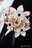 Paper Flower Grooms Boutonniere- 5 Flowers, wedding accessory, groomsmen, wedding, handmade, origami, paper flowers