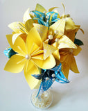 Paper Flower Brides Bouquet- handmade paper flowers, paper lilies, perfect for her, summertime wedding, one of a kind, origami