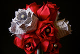 Dozen Paper Roses- Wedding bouquet, first anniversary gift, perfect for her, Personalized, one of a kind, alternative, origami, paper flower