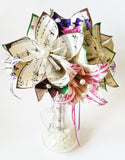 Music and 4 Lilies Bridal Bouquet- 10 inch, 19 paper flowers, one of a kind, made to order, destination wedding, 1st anniversary
