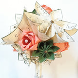 Bridal Music & Roses Bouquet- Paper Flowers, One of a kind, Perfect for her, origami, paper rose, first anniversary gift,