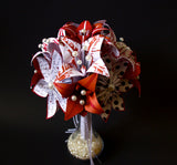 Crimson & Pumpkin Bridal Bouquet- paper flowers, one of a kind wedding bouquet, 1st anniversary gift, perfect for her, fall bride