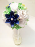 Bridal bouquet of roses, carnations & traditional flowers- paper flowers, one of a kind, customized wedding bouquet, alternative,anniversary