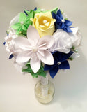 Bridal bouquet of roses, carnations & traditional flowers- paper flowers, one of a kind, customized wedding bouquet, alternative,anniversary