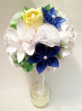 Bridal bouquet of roses, carnations & traditional flowers- paper flowers, one of a kind, customized wedding bouquet, alternative,anniversary