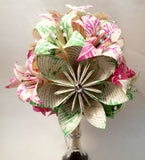 Roses & Lilies custom paper brides bouquet- made to order, one of a kind, origami, paper flowers, alternative bouquet, non traditional