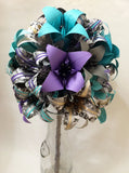 Bridal Bouquet of Lilies- extra large bouquet, paper flowers, origami, brides bouquet, one of a kind, comic book, alternative, anniversary