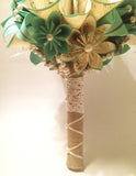 Lace Pearls & Burlap Bridal Bouquet- one of a kind paper bouquet, origami, paper flower wedding bouquet, brides bouquet