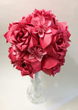 Dozen Deluxe Paper Roses- handmade paper flowers, first anniversary gift, red roses, wedding bouquet, perfect for her, handmade rose, love