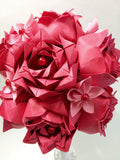 Dozen Deluxe Paper Roses- handmade paper flowers, first anniversary gift, red roses, wedding bouquet, perfect for her, handmade rose, love