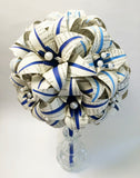 Book Bouquet of Stargazer Lilies- Blue bouquet, paper flowers, origami lilies, brides bouquet, one of a kind anniversary gift