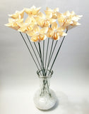 12 Stemmed Paper Flowers- traditional origami, choose your color, wedding decor, anniversary gift, small bouquet