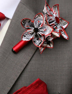 Comic Book Boutonniere- Your choice of comic book & accent colors