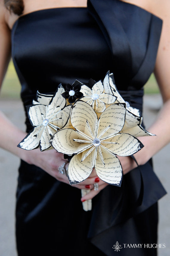 12 inch Bridal Bouquet- made to order with your choice of paper & acce –  Dana's Paper Flowers