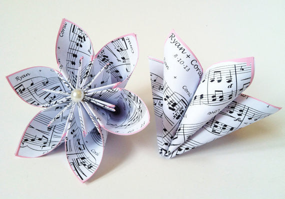 Set of 2 Personalized Sheet Music Flowers