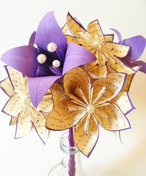 A Dozen Paper Flowers With Lilies- Traditional 1st anniversary gift