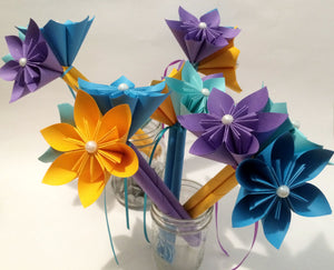 5 Petit Paper Flower Bouquets- made to order with your accent colors