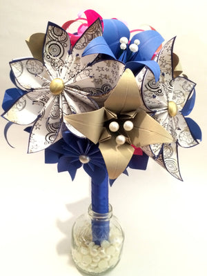 Dr. Who Brides Bouquet- Paper flowers & Lilies, Gallifrey, Origami, bridal bouquet, handmade bouquet, alternative bouquet, nerd, geekery