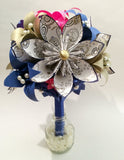 Dr. Who Brides Bouquet- Paper flowers & Lilies, Gallifrey, Origami, bridal bouquet, handmade bouquet, alternative bouquet, nerd, geekery