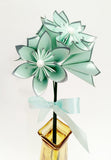 6 Mint & Grey Paper Flowers- Ready to ship, handmade origami, anniversary gift, wedding decor, perfect for her, bouquet