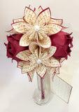 Custom Dozen Flowers with Red Roses- Vase & Card Included, Your names and anniversary date, one of a kind origami gift