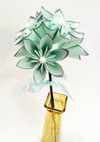 6 Mint & Grey Paper Flowers- Ready to ship, handmade origami, anniversary gift, wedding decor, perfect for her, bouquet