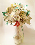Paper Daisies & Lilies Music Bouquet- made to order, one of a kind, origami, paper flowers, alternative bouquet, non traditional