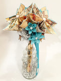Map Paper Flower Wedding Package- Custom & Made to order, one of a kind origami, bride, groom, bridesmaid, groomsmen, handmade, travel