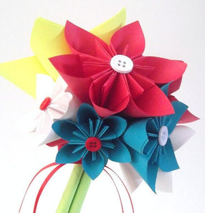 Paper Flower Bouquet- 7 inch, 10 flowers, One of a kind, Bridal, bridesmaid, Spring Wedding, 1st anniversary, gifts for her
