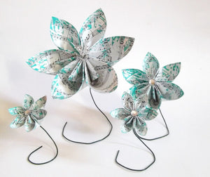 Paper Flower Centerpiece- all you need is love, set of 4, handmade, made to order, gift, wedding,