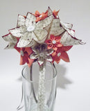 I Love You Paper Flower Wedding Bouquet- 8 inch, 15 flowers, origami, bridal, anniversary, one of a kind, made to order
