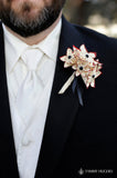 Paper Flower Grooms Boutonniere- 5 Flowers, wedding accessory, groomsmen, wedding, handmade, origami, paper flowers