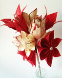 Rose Lily Love Paper Bouquet- 12 one of a kind paper flowers, made to order, origami, romantic, first anniversary gift, bride, wedding